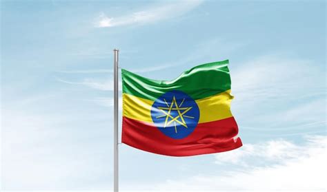 Premium Photo Ethiopia National Flag Waving In The Sky