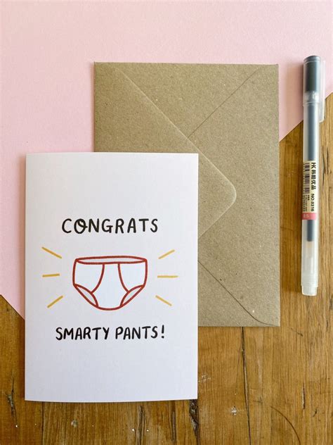 Congrats Smarty Pants Card A6 340gsm Card Stock With C6 Brown Kraft Or