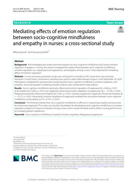 PDF Mediating Effects Of Emotion Regulation Between Socio Cognitive