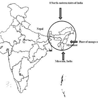 Map of India depicting the non-conventional areas of mango cultivation... | Download Scientific ...