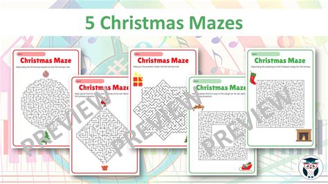 5 Christmas Mazes Teaching Resources