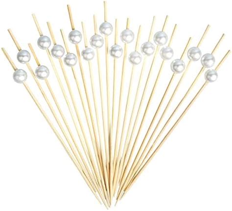 Amazon de 100 Stück Holz Lang Cocktailspieße Bambus Cocktail Sticks