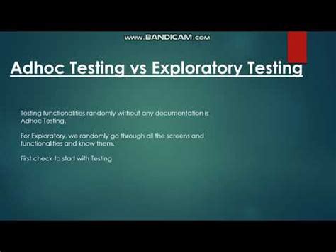 Adhoc Testing Vs Exploratory Testing Testing Interview Questions Youtube