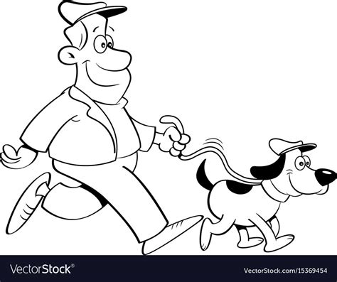 Cartoon Man Walking A Dog Royalty Free Vector Image