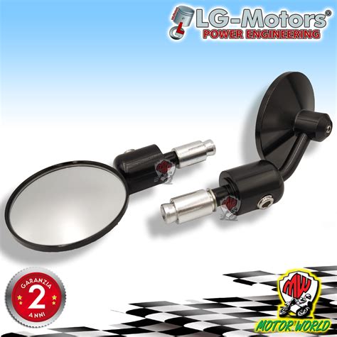 Espejos Manillar 22MM Moto Universales Bar End Negro Ronda Naked EBay