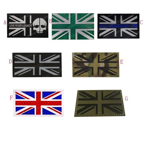 7 Styles British Flag Patch Union Jack Ir Reflective Patch England Uk