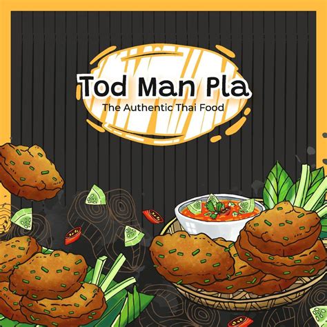 Hand Drawn Tod Man Pla The Authentic Thai Food Background 17166706