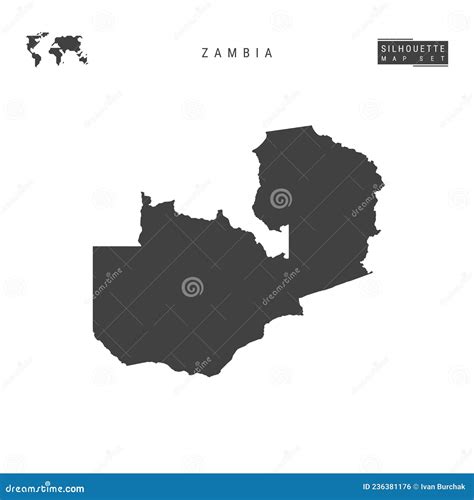 Zambia Vektorkarte Isoliert Auf Weißem Hintergrund Hochdetaillierte