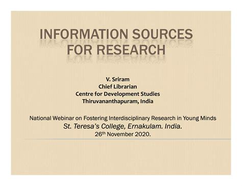 Information Sources For Research Ppt