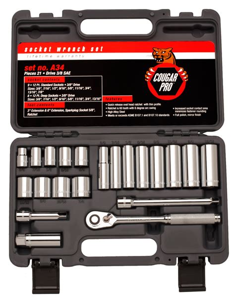 White Cap Cougar 21 Piece 38 Dr 12pt Socket Set Wright