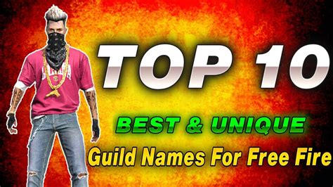 Top Best And Unique Guild Names For Free Fire Top Pro And