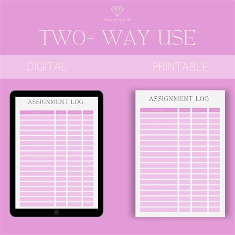 Assignment Log Planner Instant Download Assignment Tracker