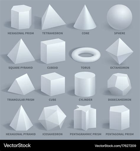 Realistic White Basic 3d Shapes Set Royalty Free Vector