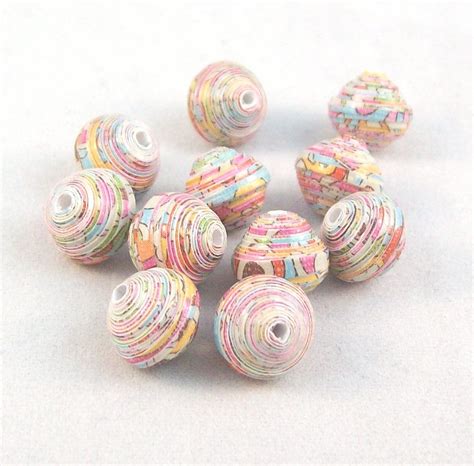 Paper Beads Handmade Round Beads With Splashes Of Bright Etsy Paper