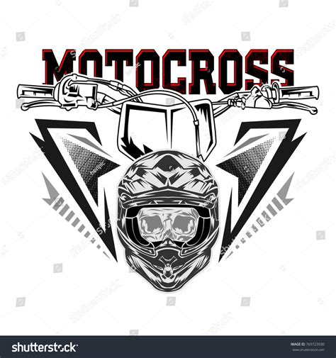 Helmet motocross, skull motocross rider, motocross t-shirt design – Vector