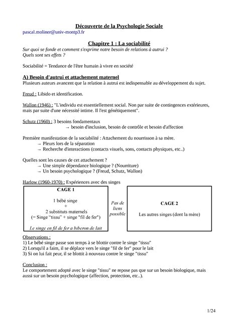 Cm Sociale Note De Cours D Couverte De La Psychologie Sociale