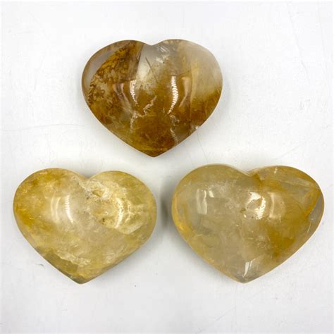 Large Golden Healer Quartz Puffy Heart I Semi Precious Gemstones