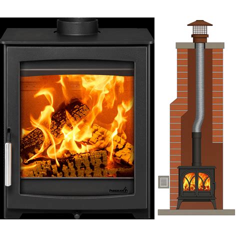 Parkray Aspect 5 Eco Wood Burning Stove with masonry1 chimney kit from