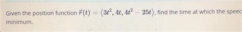 Solved Given The Position Function R T 3t2 4t 4t2−25t