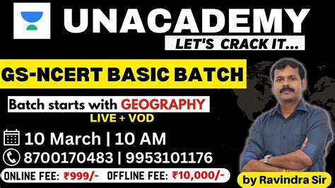 New GS NCERT Basic Batch Start On Unacademy Platform By Ravindra Sir