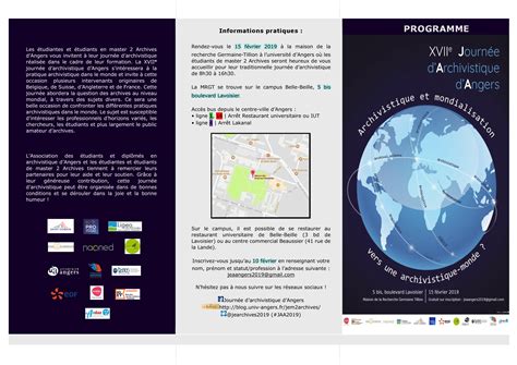 Programme Et Informations Pratiques De La Xviie Journ E Darchivistique