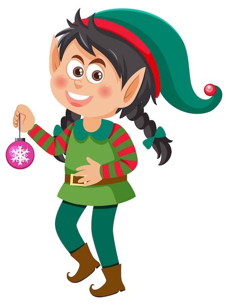 Personaje De Dibujos Animados De Ni A Elfo De Navidad Vector Premium