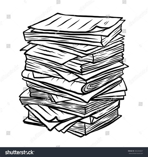 Pile Used Papers Cartoon Vector Illustration Stock Vector Royalty Free