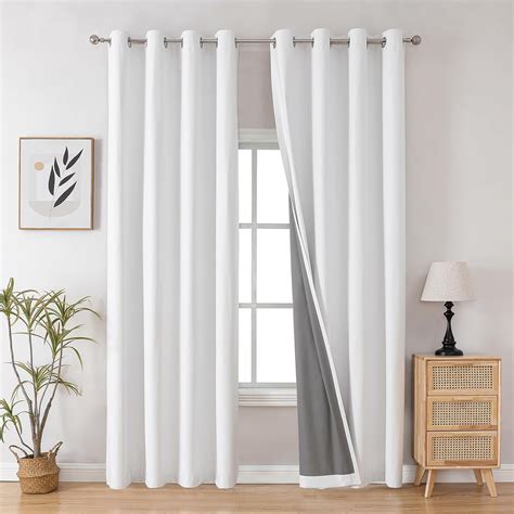 Amazon Joydeco White Blackout Curtains Inches Long Grommet