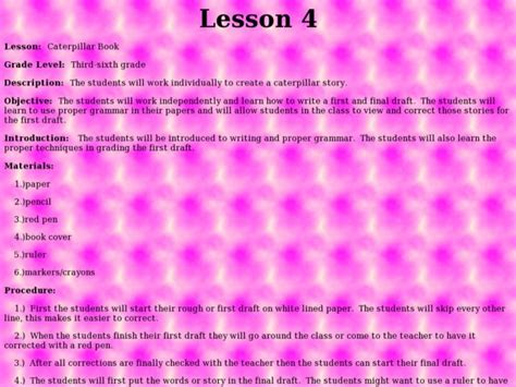 Catepillar Book Lesson Plan For 3rd 6th Grade Lesson Planet