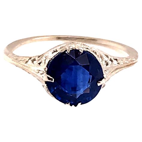 Vintage Ceylon Sapphire Solitaire Engagement Ring Ct Antique Deco