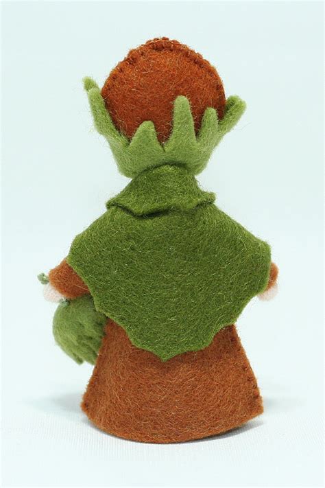 3 Hazelnut Prince Miniature Standing Felt Doll Holding Fruit Eco