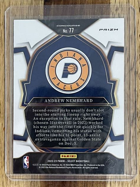 Andrew Nembhard 2022 23 Select Blue Prizm Concourse Rookie RC 77