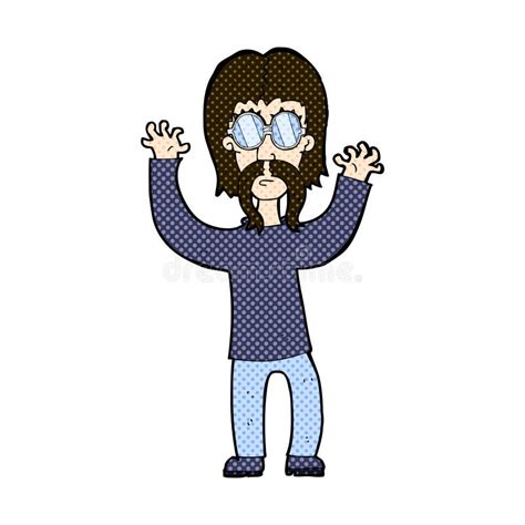 Comic Cartoon Hippie Man Waving Arms Stock Illustration Illustration