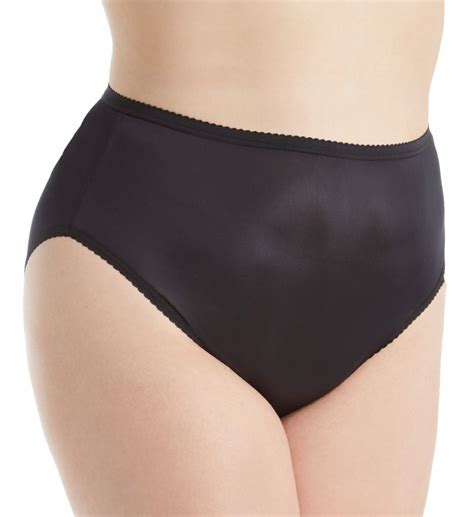 Women S Shadowline 17842P Plus Size Nylon Hi Leg Brief Panty Black 9