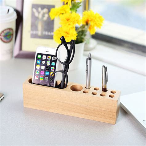 Universal All In One Multifunction Desktop Storage Base Beech Wood