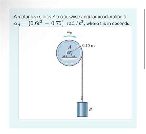 Solved A Motor Gives Disk A A Clockwise Angular Acceleration Chegg