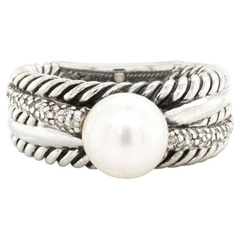 David Yurman Vintage Crossover X Ring With Diamonds For Sale At 1stDibs