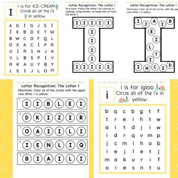 Letter Recognition Visual Scanning Packet THE LETTER I By Creatively OT