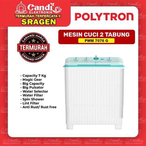 Jual Polytron Mesin Cuci Tabung Kg Pwm G Shopee Indonesia