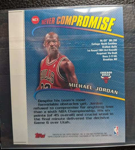 Stadium Club Never Compromise Michael Jordan Bulls Hof Jumbo