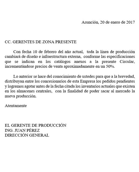 Ejemplo De Una Circular En Una Empresa Ejemplo Sencillo