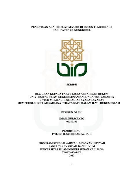 Pdf Penentuan Arah Kiblat Masjid Di Dusun Digilib Uin Suka Ac Id