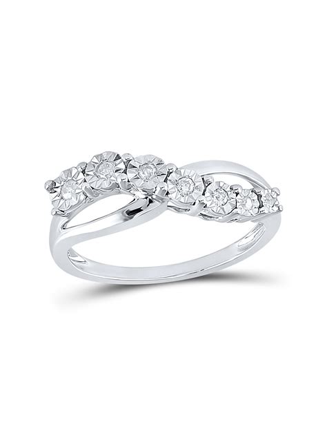 925 Sterling Silver Diamond Band Ring 1/8 Cttw - Walmart.com