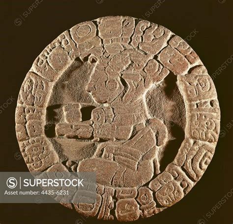 Disc From Tonin Maya Art Relief On Rock Mexico Federal