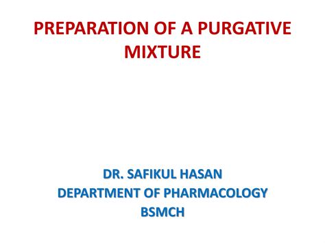 Preparation Of Purgative Mixture Magnesium Sulphate Ppt