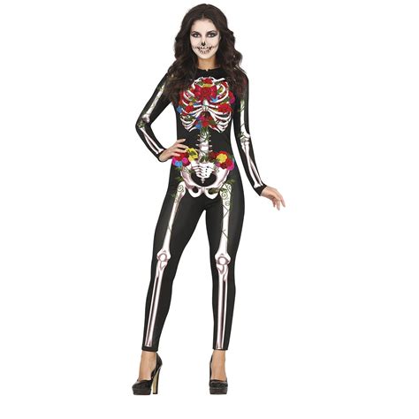 Skelet Halloween Kostuum Dames Bloemen Partywinkel