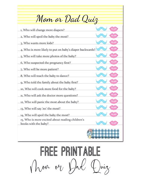 Mom Or Dad Quiz Free Printable For Baby Shower In 2024 Free