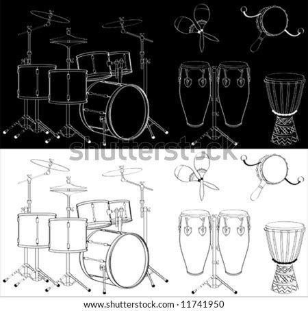 Percussion Instruments Set Isolated On White Stock Vector Royalty Free