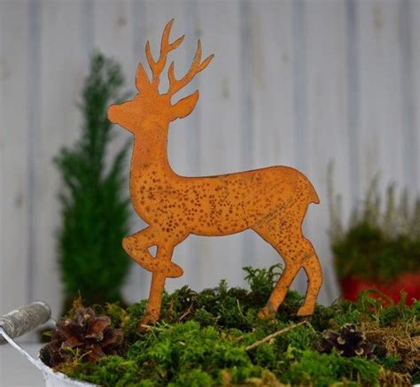 Hirsch Rost Metall Zum Stecken Etsy De Weihnachtsschmuck Hirsch