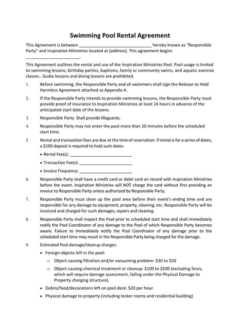 Free Printable Swimming Pool Contract Templates Pdf Agreements